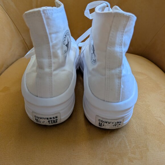 Converse White Canvas Platform High-Top Sneakers Women's All Stars Size 9 - Picture 3 of 9